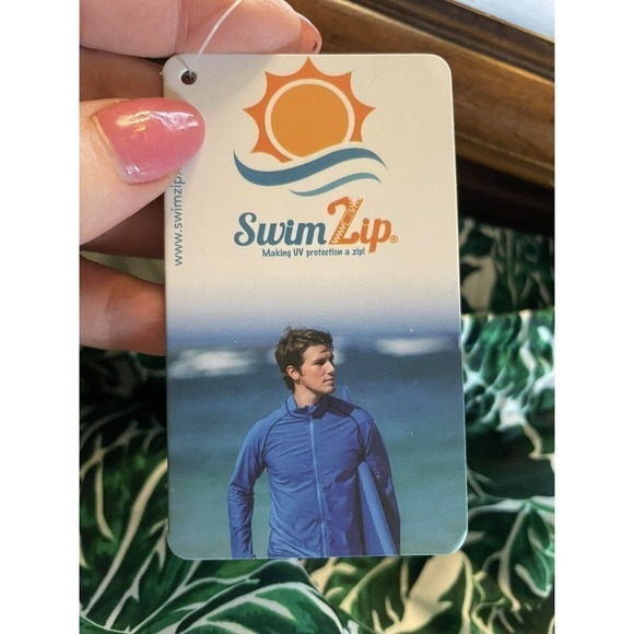 SwimZip UPF 50+ NEW Green Leaf Swim Trunks Men’s Size Large Sun Protection - Picture 7 of 10